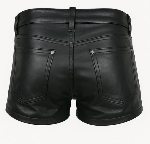 Genuine Leather Shorts for Men Black 5 Pockets Pants Style Zipper Nicker Shorts Lighweight Workout Running Gym Party in Saudi Arabia