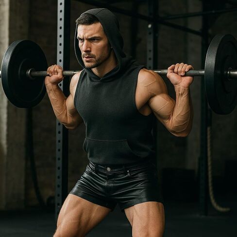 Genuine Leather Shorts for Men Black 5 Pockets Pants Style Zipper Nicker Shorts Lighweight Workout Running Gym Party in Saudi Arabia