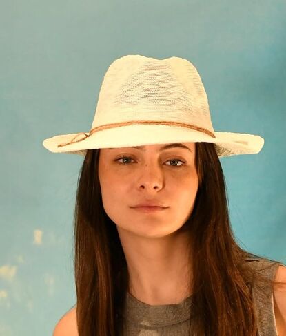 مزيج من القطن القابل للتعبئة Cowboy Fedora Turn Brim Hat (17S-0681) in Kuwait