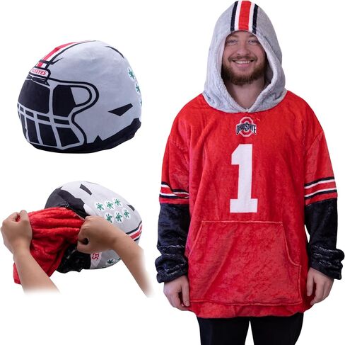 Plushible Ohio State Snugible 2-in-1 Wearable Blanket Adult, Transforming Pillow - Oversized Sports Hoodie with Front Pocket - Cozy Hoodie Blanket for Women & Men in Kuwait
