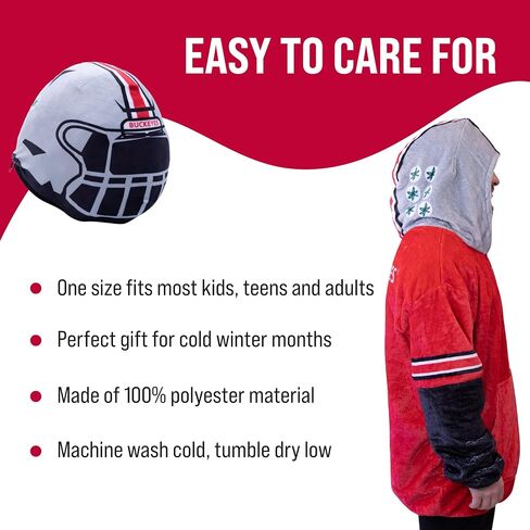 Plushible Ohio State Snugible 2-in-1 Wearable Blanket Adult, Transforming Pillow - Oversized Sports Hoodie with Front Pocket - Cozy Hoodie Blanket for Women & Men in Kuwait
