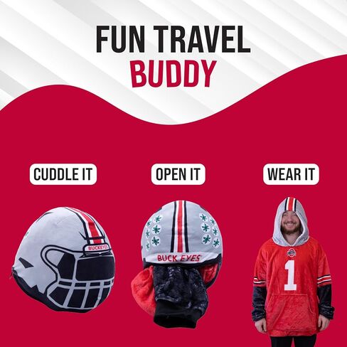 Plushible Ohio State Snugible 2-in-1 Wearable Blanket Adult, Transforming Pillow - Oversized Sports Hoodie with Front Pocket - Cozy Hoodie Blanket for Women & Men in Kuwait