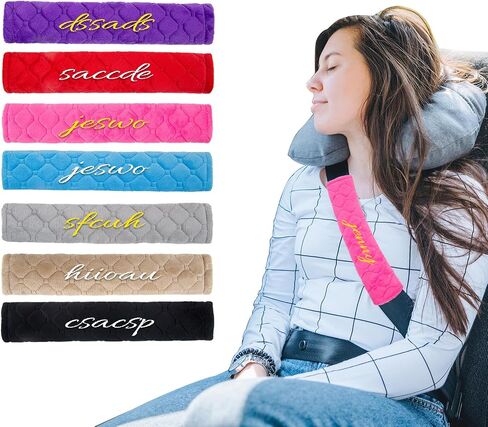 Personalized Seat Belt Cover Pads 1PCS Soft Customized Text Auto Seat Belt Strap Shoulder, More Comfortable Driving, Suitable for Car Seat Belt, Backpack, Shoulder Bag in Saudi Arabia