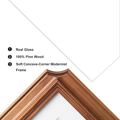 4x4 Octagonal Picture Frame, Walnut-Colored Pine Wood with Real Glass, Vertical and Horizontal for Tabletop or Wall Hanging Display Photo Frame in Saudi Arabia
