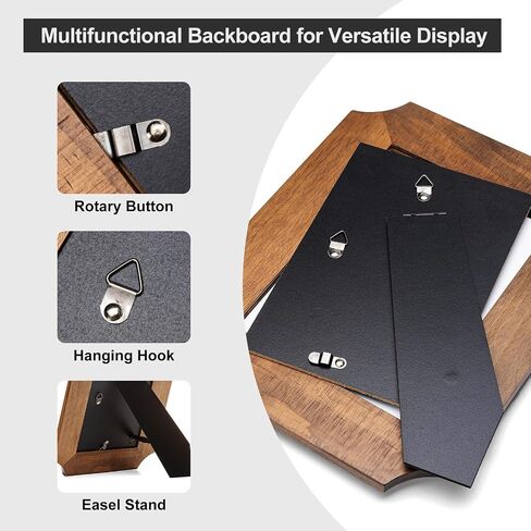4x4 Octagonal Picture Frame, Walnut-Colored Pine Wood with Real Glass, Vertical and Horizontal for Tabletop or Wall Hanging Display Photo Frame in Saudi Arabia