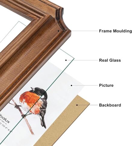 4x4 Octagonal Picture Frame, Walnut-Colored Pine Wood with Real Glass, Vertical and Horizontal for Tabletop or Wall Hanging Display Photo Frame in Saudi Arabia