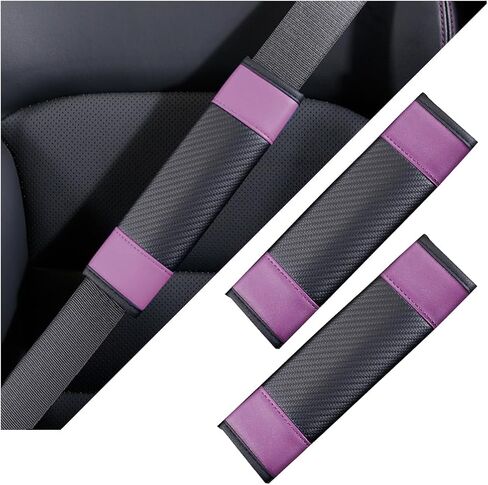 2PCS Car Seat Belt Cover, Carbon Fiber Leather Vehicle Seatbelt Pads, Soft Comfortable Seat Shoulder Neck Strap Protection Cushion, Universal for SUV, Sedan, Truck (Black) in Saudi Arabia