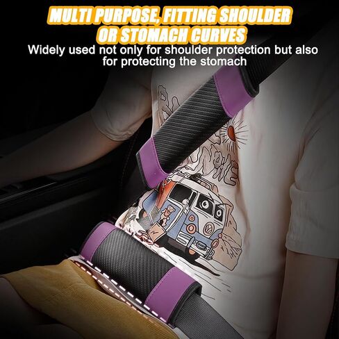 2PCS Car Seat Belt Cover, Carbon Fiber Leather Vehicle Seatbelt Pads, Soft Comfortable Seat Shoulder Neck Strap Protection Cushion, Universal for SUV, Sedan, Truck (Black) in Saudi Arabia
