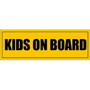 Yellow Kids On Board Bumper Sticker (Caution Safety car Children Safe Driving Driver Vinyl Decal (3 x 9 inch)