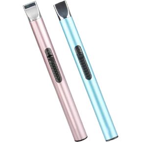 2 Pack Electric Lighter, Candle Lighter, Windproof USB Rechargeable Electronic Plasma Arc Lighter, Longer Lighter for Candle, Camping, BBQ, Grill, Fireplace (Silver&Black)