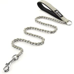 TSPRO Dazzling Chew Proof Dog Leash 3.9 FT Stainless Steel Dog Leash Metal Training Dog Leash with Soft Handle for Medium Large Dog (4MM, Sparkly)