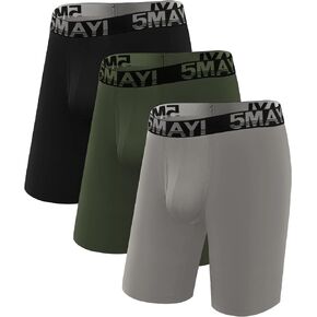 Natural Feelings Men’s 9" Underwear Modal Boxer Briefs Long Leg Boxer Briefs for Men 3-Pack S-XXL