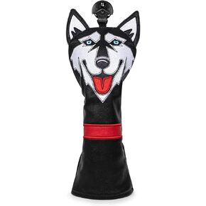 Husky Golf Club Head Covers Black for Men Golfer 3 Models Available - Golf Driver Fairway Woods Hybrid/Ut Head Cover Leather Golf Headcovers with Number Tag