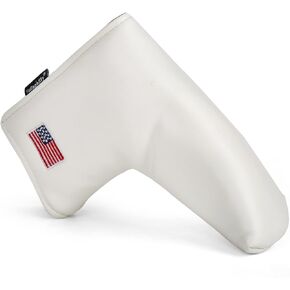 American Flag Blade Putter Head Cover for Men and Women - White/Black PU Leather with Velcro Stickers