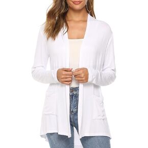Women's Casual Lightweight Open Front Long Sleeve Cardigans with Pockets