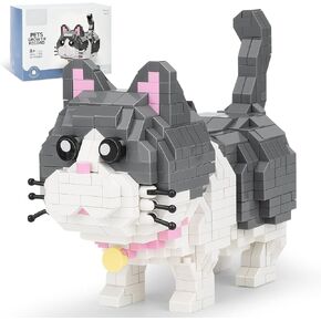 Cute Animal Micro Mini Building Blocks Kit, Blue Cat Mini Bricks Building Toys for Adults Boys and Girls, Party Favors for Kids 12+ 14+, Christmas Birthday Gift, Carnival Prizes (673 PCS)