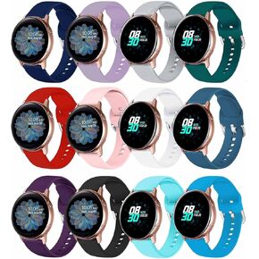 12 شريط لون متوافق مع ساعة Samsung Galaxy Watch Active 2/Galaxy Watch 4/Galaxy Watch 5/Galaxy Watch 6 40mm 44mm، Galaxy Watch 4 6 Classic/Galaxy Watch 5 Pro/Watch 3 41mm، 20mm حزام رياضي من السيليكون الناعم للنساء والرجال in Kuwait