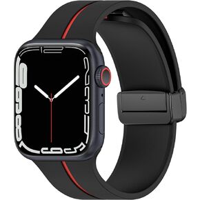 Silicone Magnetic Bands Compatible with Apple Watch Band 41mm 40mm 38mm, Women Men Strap Sport Correa Compatible for iWatch SE Series 9 8 7 6 5 4 3 2 1, Orange Rainbow