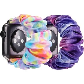 [عبوة من قطعتين] سوار Scrunchie متوافق مع سوار ساعة Apple للأطفال 38 مم 40 مم 41 مم و42 مم 44 مم 45 مم، أربطة حلقية مرنة مطبوعة لطيفة لسلسلة iWatch 9/8/7/6/5/4/3/SE/SE2/Ultra 2/ الترا، بنين وبنات