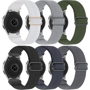 6 Pack Watch Bands Compatible with Samsung Galaxy Watch 3 45mm/Galaxy Watch 46mm Bands/Gear S3 Frontier,22mm Stretchy Nylon Watch Straps Adjustable Wristband for Men Women
