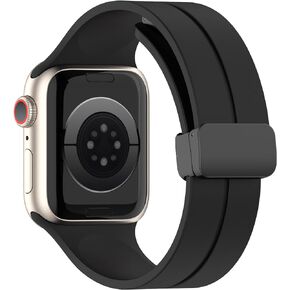 أربطة مغناطيسية من السيليكون متوافقة مع سوار ساعة Apple مقاس 41 مم 40 مم 38 مم، حزام رياضي للرجال والنساء متوافق مع iWatch SE Series 9 8 7 6 5 4 3 2 1، برتقالي قوس قزح