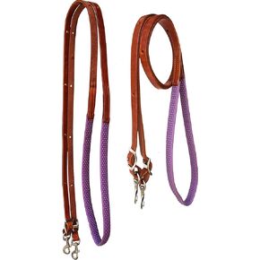 CHALLENGER Horse Western 8' Tan Leather Rubber Grip Contest Barrel Reins 805LR11