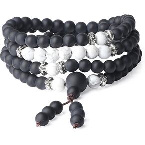 Matte Onyx 108 Mala Beads Prayer Bracelet Necklace