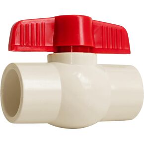 1/2" Valve 1/2 Inch CPVC Ball Valve T-Handle Water Shut-Off IPS Schedule 40 White & Red