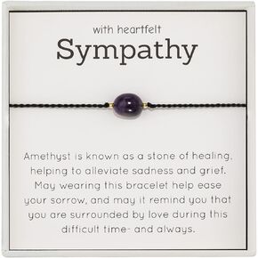 RareLove Get Well Soon Healing Bracelets for Women, Amethyst Purple Natural Stone Beaded Strand Bracelet Heartfelt Sympathy Protection Anxiety Spiritual Gifts for Women