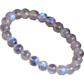 Natural Moonstone Blue Light Crystal Crystal Stretch Round Beads Women Bracelet 7mm AAAA