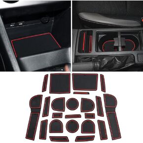Auovo Cup Holder Insert Liners Compatible with Subaru Crosstrek 2013-2017 and Subaru Impreza 2012-2016 Accessories Custom Door Center Console Interior Mats (Red Trim, 22-pc Set)