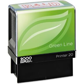 2000 PLUS 098370 Green Line Message Stamp, Paid, 1 1/2 X 9/16, Red