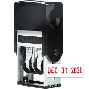 Self Inking Rubber Date Stamp, Refillable and Changeable Ink Pad, Great for Marking Expiration and Due Dates