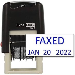 Faxed - ExcelMark Self-Inking Rubber Date Stamp - Compact Size - Black Ink