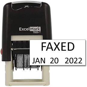 Faxed - ExcelMark Self-Inking Rubber Date Stamp - Compact Size - Black Ink