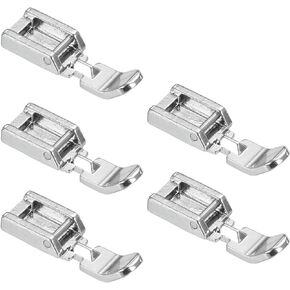 uxcell 7306-2 Low Shank Narrow Zipper Embroidery Sewing Machine Presser Foot, Sewing Machine Replace Accessories, 5Pcs