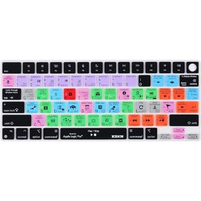 XSKN Logic Pro Shortcuts US Layout Keyboard Skin Cover for Apple M1 M2 M3 Chip MacBook Air 13.6" 15.3" with Touch ID for MacBook Pro 14.2" 16.2" with Touch ID