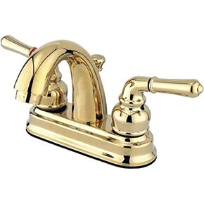 Kingston Brass GKB5612NML Naples 4 "صنبور حمام في المنتصف، 3-5/8" وصول صنبور، نحاس مصقول in Kuwait