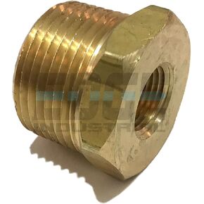 Brass REDUCING HEX Bushing 1" Male NPT X 3/8" Female NPT Fuel / AIR/ Water / Oil/ Gas WOG (Qty 01)