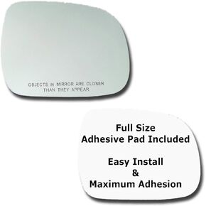 Mirror Glass + Full Size Adhesive Pad for 2003-2007 Toyota Sienna Passenger Side Replacement (2003 2004 2005 2006 2007)