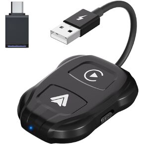 Wireless Carplay Adapter Android Auto Wireless Car Adapter Convert Wired CarPlay to CarPlay Wireless Plug & Play Fast Auto Connect l Switch Between iOS and Android System at Will (Black)