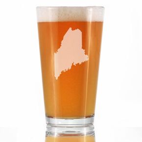 Maine State Outline Pint Glass for Beer - State Themed Drinking Decor and Gifts for Mainer Women & Men - 16 Oz Glasses