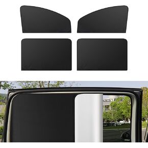 4 PCS Car Side Window Sun Shades, Breathable Privacy Shade, Car Front Window Sunshade for Car Night Camping, Back Window Sunshade for Car, Truck, SUV (Black & Silver)