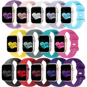 14 Pack Watch Bands Compatible with Apple Watch Bands 38mm 40mm 41mm 42mm 44mm 45mm 49mm for Women Men,Apple Watch Sport Band,Apple Watch Silicone Band for iWatch Series Ultra SE 9 8 7 6 5 4 3 2 1