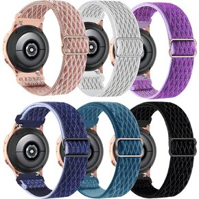 6 Pack Stretchy Nylon Watch Bands Compatible with Samsung Galaxy Active 2 Watch Bands/Galaxy Watch 4 Band 40mm 44mm/Galaxy Watch 5 Band/Watch 5 Pro/Galaxy Watch 3 41mm/Active 40mm,20mm Elastic Loop Strap for Men Women
