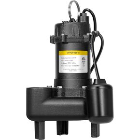 VIVOHOME 1 HP Submersible Cast Iron Sewage/Effluent Pump, 5220 GPH Float Switch Sump Pump with 2'' NPT Discharge for Basement, Septic Tank