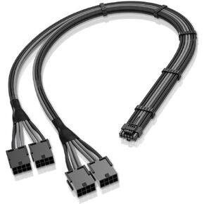 EZDIY-FAB GPU Power Sleeved Cable Extension, 16pin(12+4) 12VHPWR PCIe 5.0 Connector Male to 4X PCIE 8 PIN for RTX 3090Ti/RTX4090/RTX4080, with Pre-Installed Cable Combs-16AWG/Pure White
