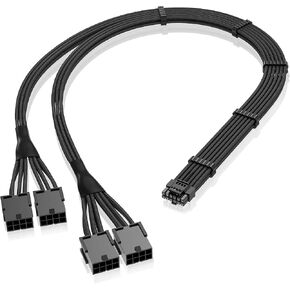 تمديد كابل طاقة بأكمام EZDIY-FAB GPU، 16pin(12+4) 12VHPWR PCIe 5.0 موصل ذكر إلى 4X PCIE 8 PIN لـ RTX 3090Ti/RTX4090/RTX4080، مع أمشاط كابل مثبتة مسبقًا-16AWG/أبيض نقي