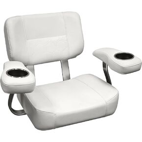 Wise 3366-784 Deluxe Series Offshore Helm Chair with Oversized Arm Rests and Stainless Cupholders, Brite White