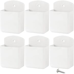 Remote Control Holder Wall Mount 6pcs,TV Remote Holder with Screws,Self Adhesive Pen Holder for Wall, Suitable for TV Remote Controls, Pens, Keys, Toothbrushes (White)